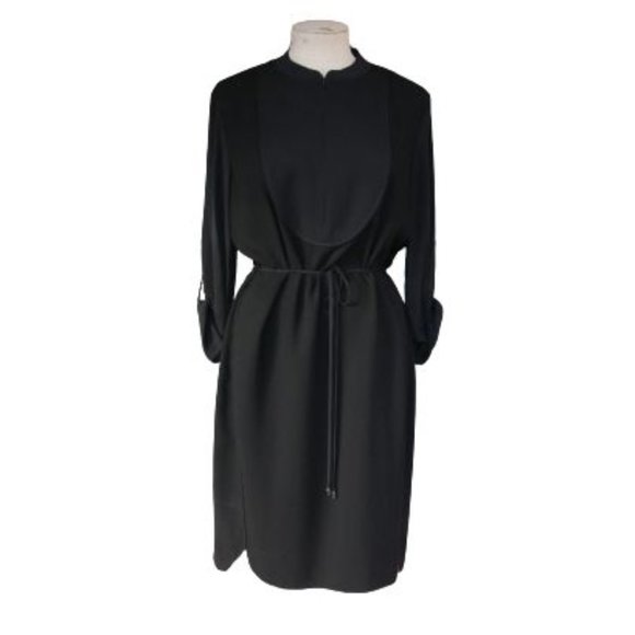 Elie Tahari Dresses & Skirts - ELIE TAHARI Black Bib Front Drawstring Dress sz M